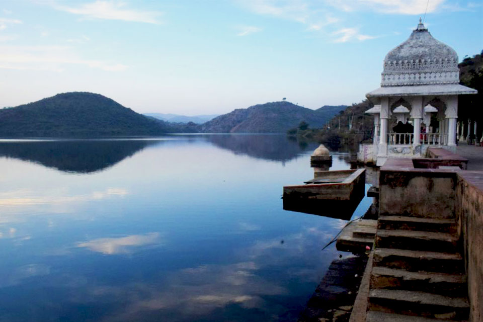evening view from the ghat section of badi lake