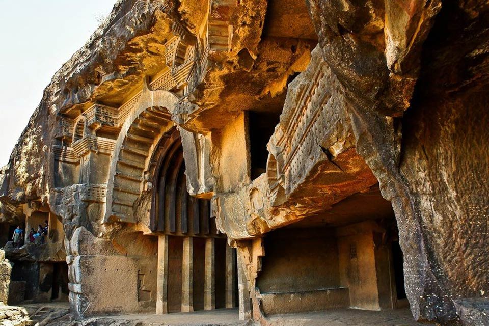 entrance to bhaja caves in maharashtra