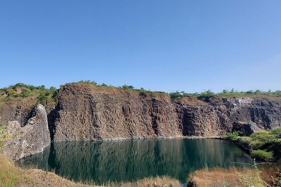 wide angle view of daman quarry lake