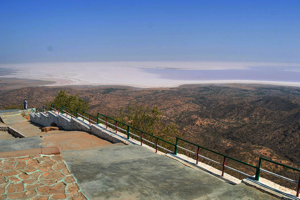 the white rann of kutch as seen from hill top of kalo dungar