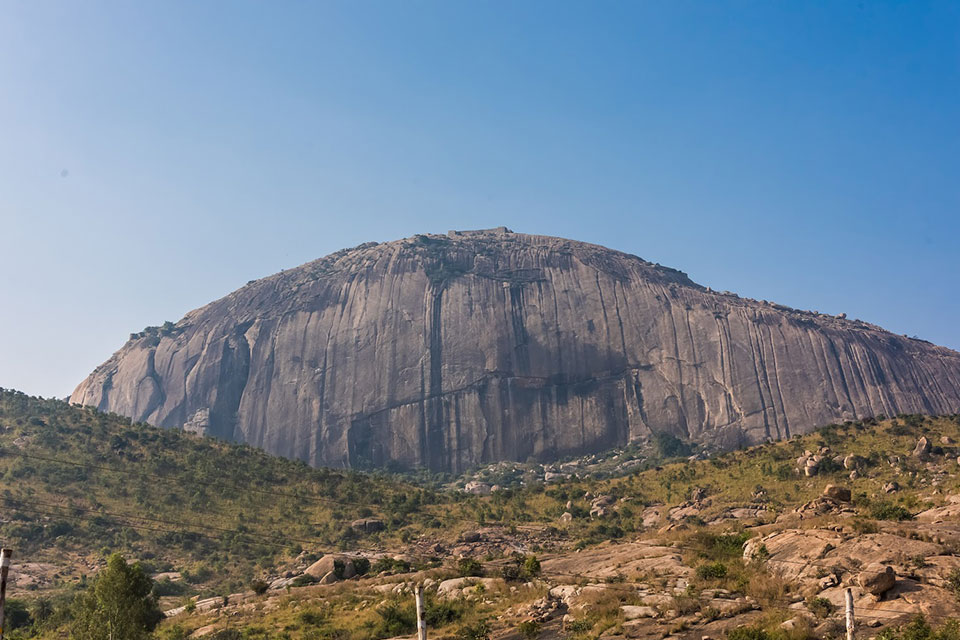 madhugiri rock hill as viewed from the madhugiri town