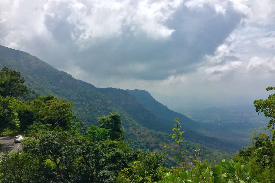 view of the hills rolling down at yercaud hill station