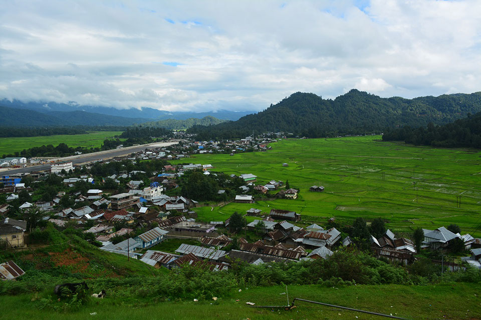 bird eye's view of ziro airstrip located at ziro village in the valley